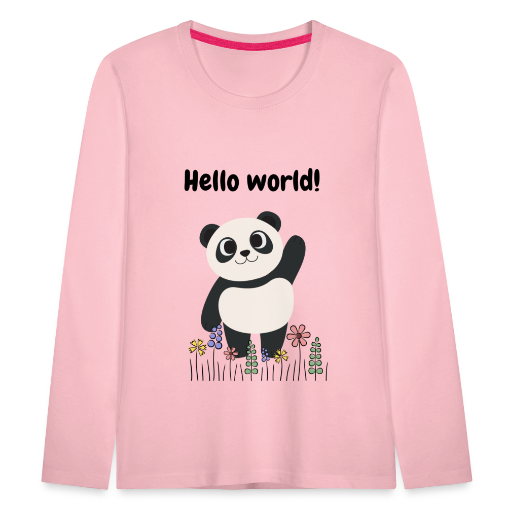 Kinder Premium Langarmshirt - Hello world - Hellrosa