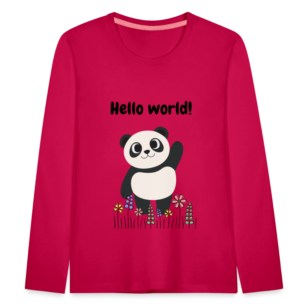 Kinder Premium Langarmshirt - Hello world - dunkles Pink