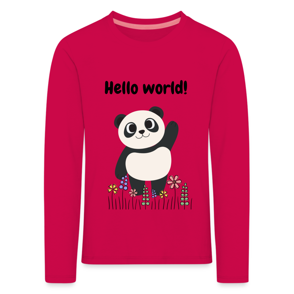 Kinder Premium Langarmshirt - Hello world - dunkles Pink