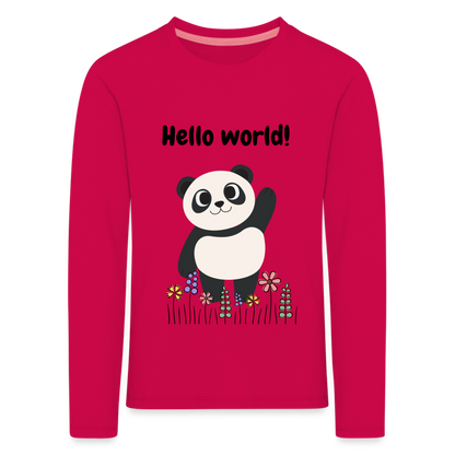 Kinder Premium Langarmshirt - Hello world - dunkles Pink