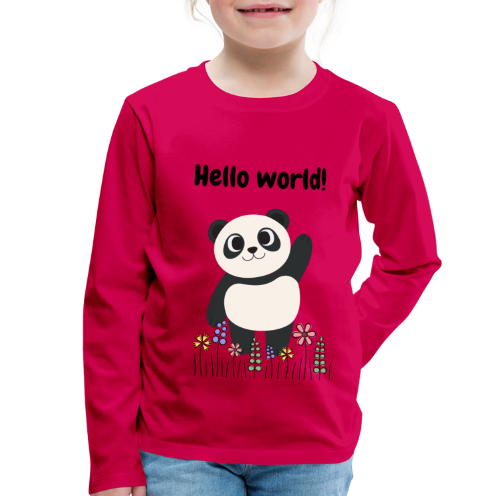 Kinder Premium Langarmshirt - Hello world - dunkles Pink