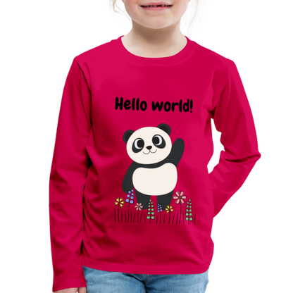 Kinder Premium Langarmshirt - Hello world - dunkles Pink