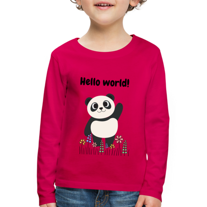 Kinder Premium Langarmshirt - Hello world - dunkles Pink