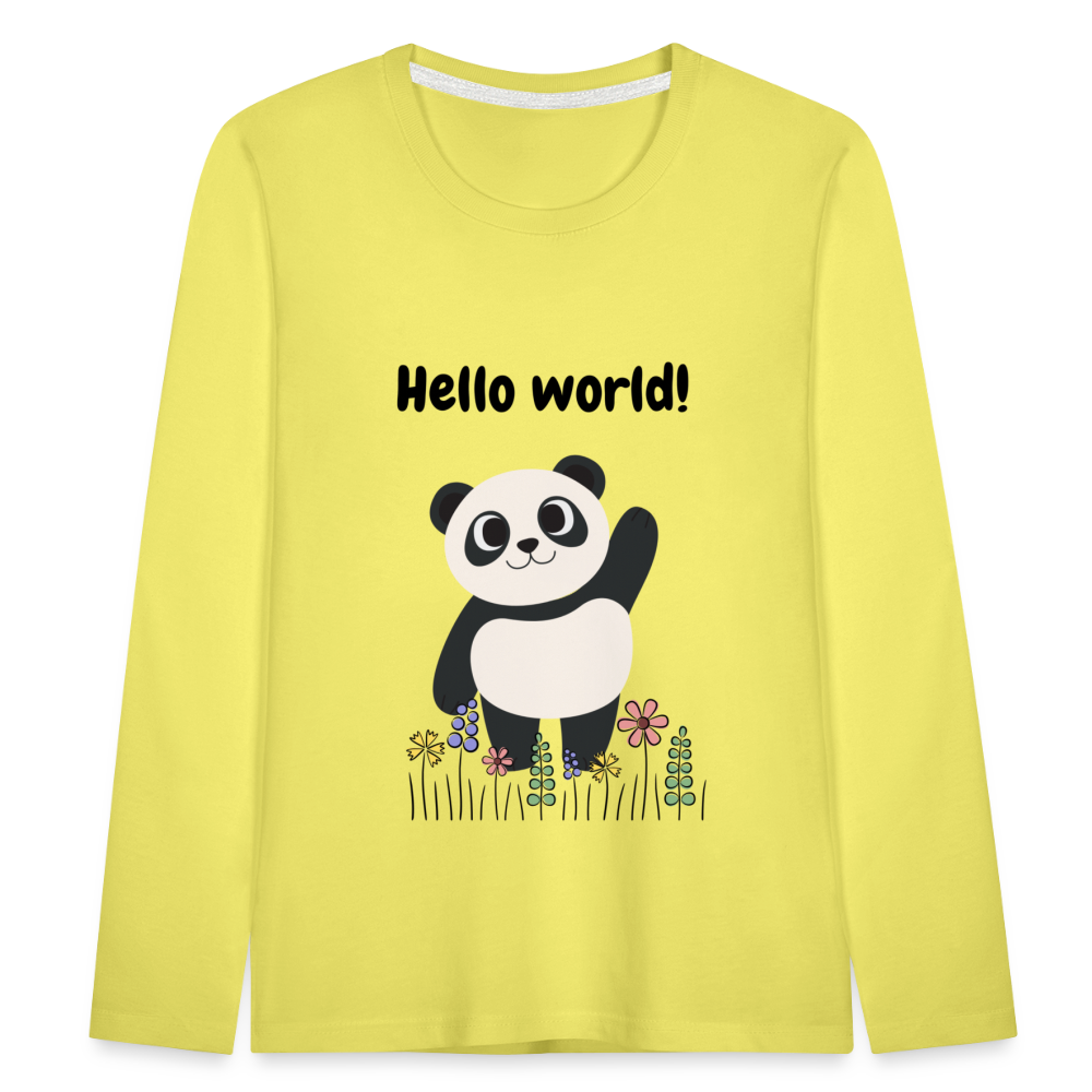 Kinder Premium Langarmshirt - Hello world - Gelb