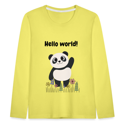 Kinder Premium Langarmshirt - Hello world - Gelb