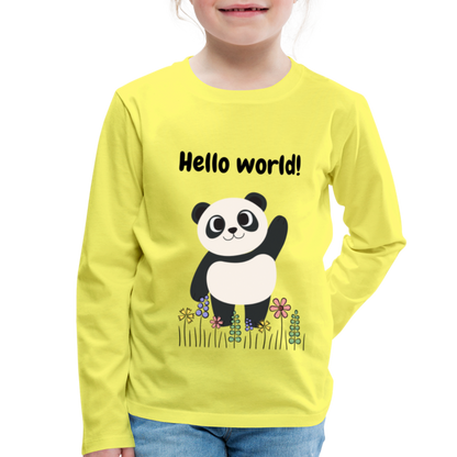 Kinder Premium Langarmshirt - Hello world - Gelb