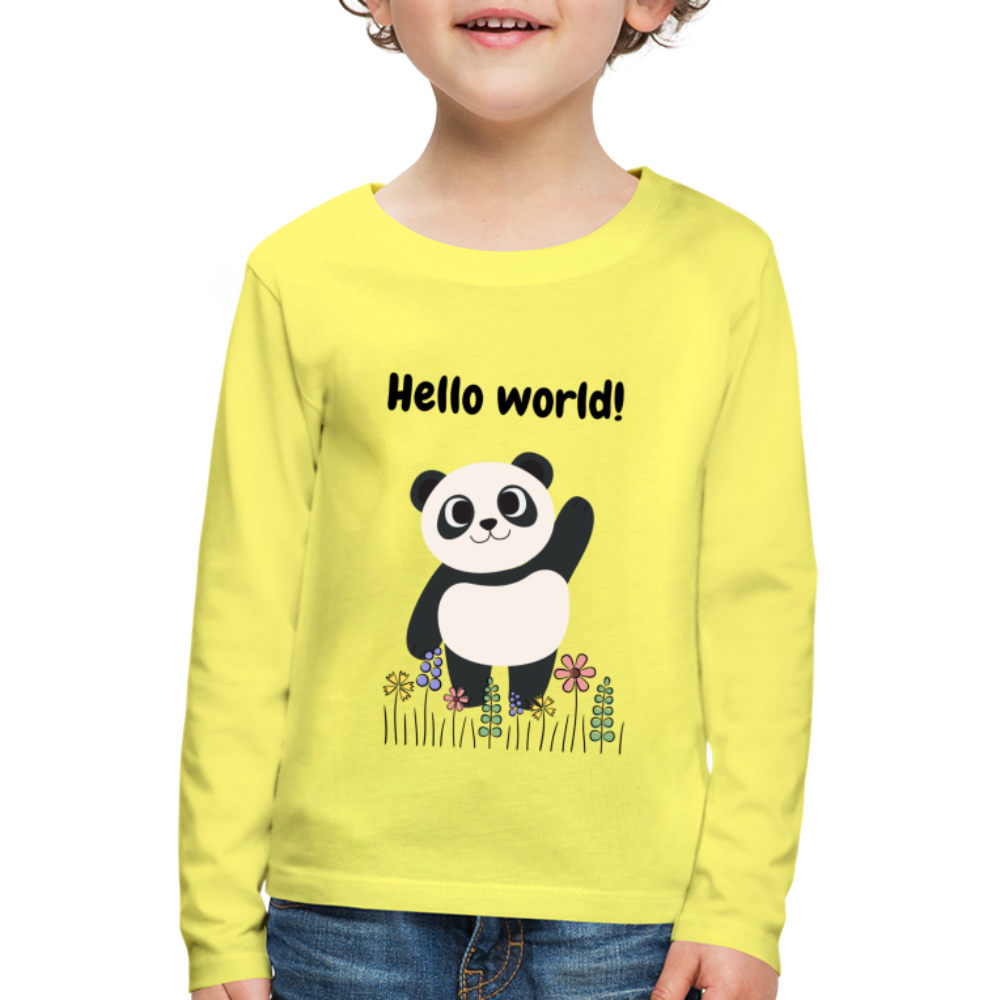 Kinder Premium Langarmshirt - Hello world - Gelb