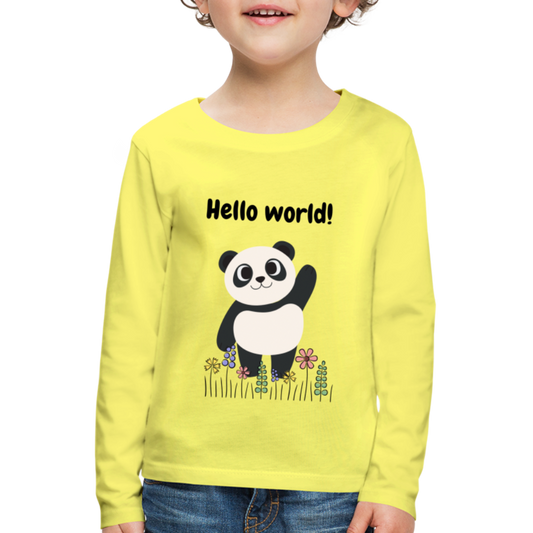 Kinder Premium Langarmshirt - Hello world - Gelb