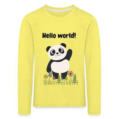 Kinder Premium Langarmshirt - Hello world - Gelb