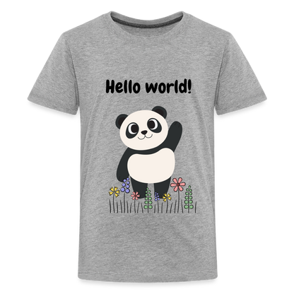 Teenager Premium T-Shirt - Hello world - Grau meliert