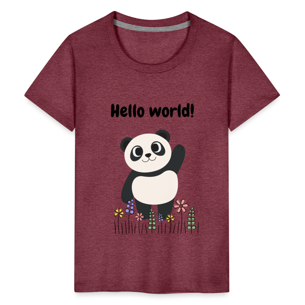 Teenager Premium T-Shirt - Hello world - Bordeauxrot meliert