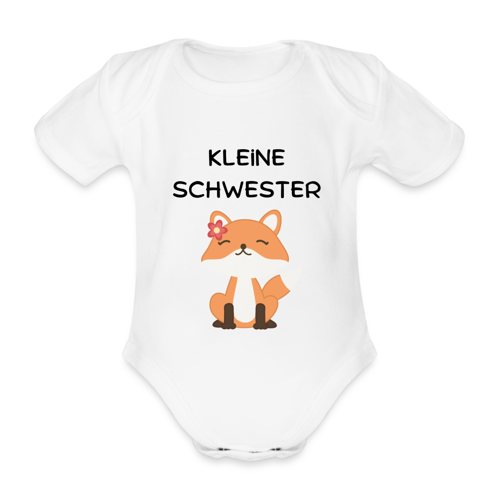 Baby Bio-Kurzarm-Body - Kleine Schwester Fuchs - weiß