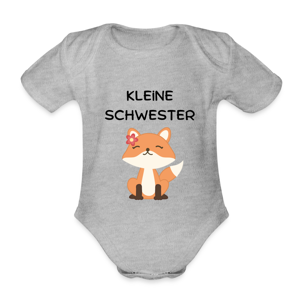 Baby Bio-Kurzarm-Body - Kleine Schwester Fuchs - Grau meliert