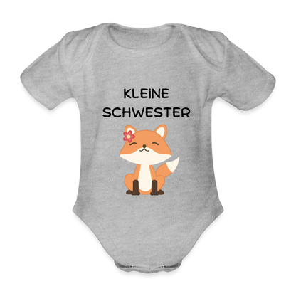 Baby Bio-Kurzarm-Body - Kleine Schwester Fuchs - Grau meliert