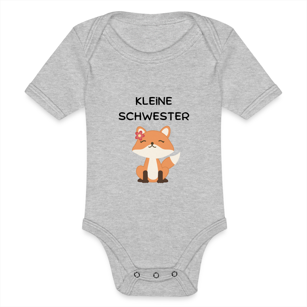 Baby Bio-Kurzarm-Body - Kleine Schwester Fuchs - Grau meliert