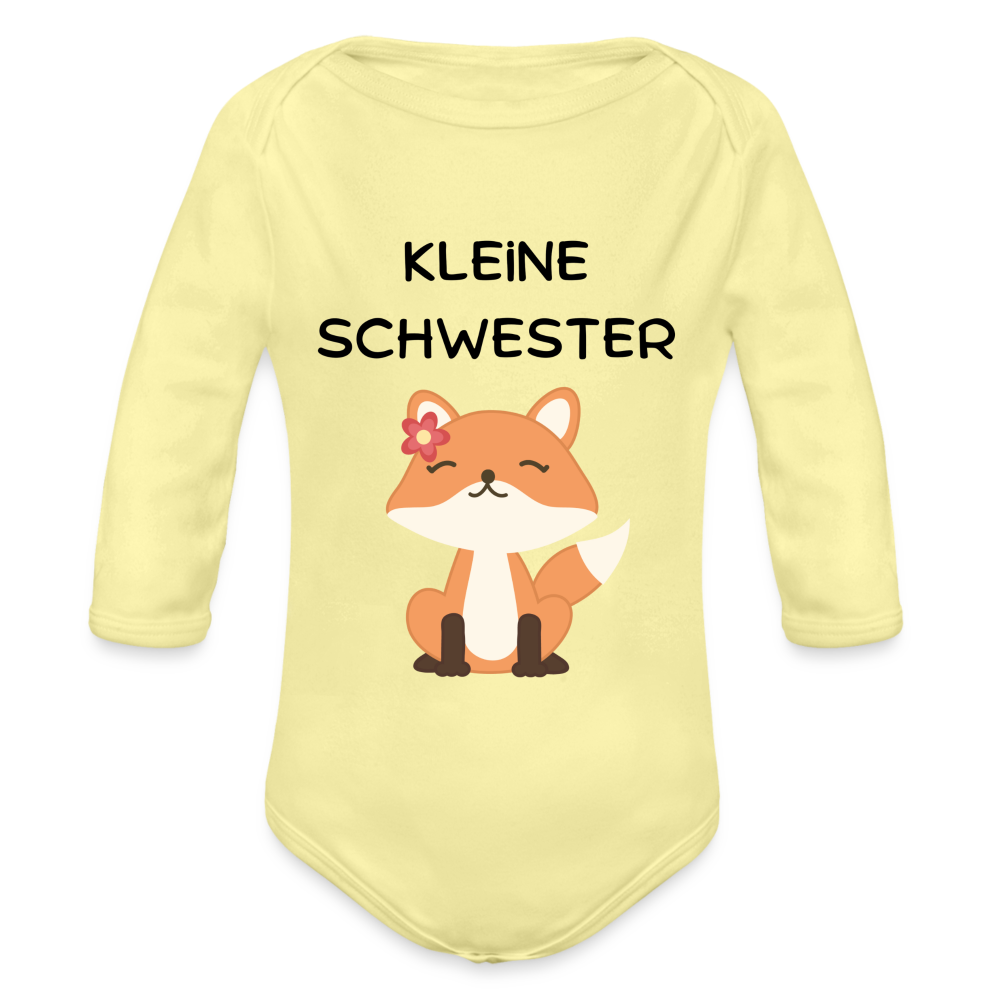 Baby Bio-Langarm-Body - Kleine Schwester Fuchs - Hellgelb