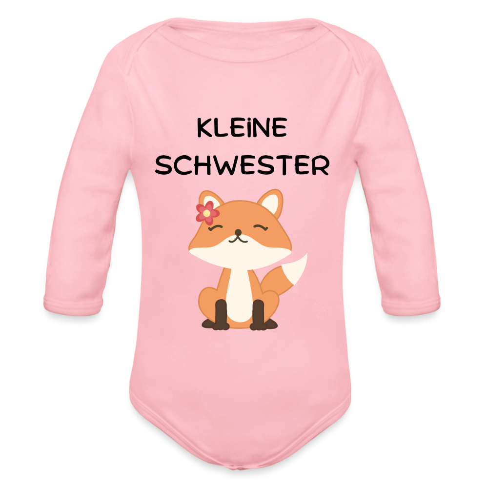 Baby Bio-Langarm-Body - Kleine Schwester Fuchs - Hellrosa