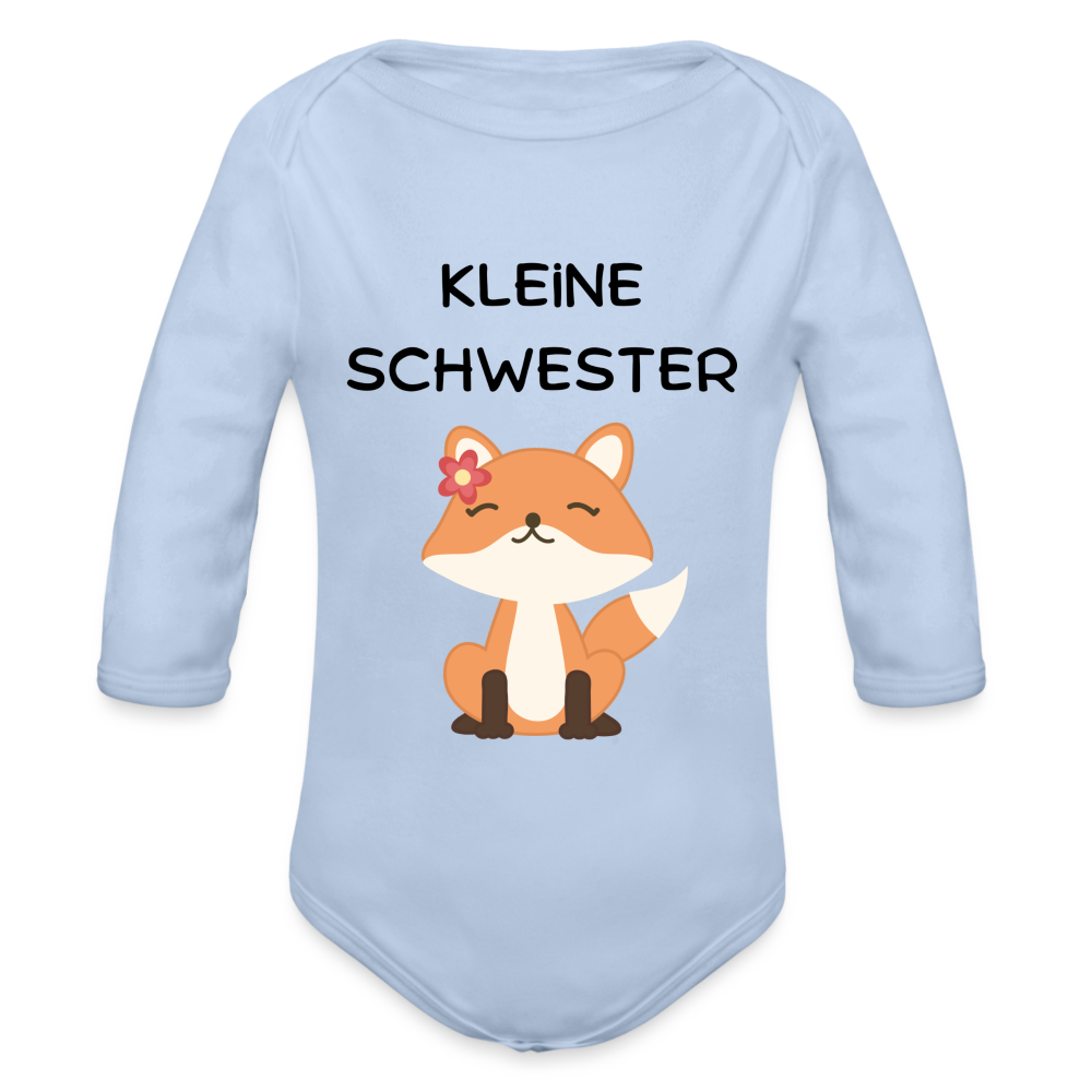 Baby Bio-Langarm-Body - Kleine Schwester Fuchs - Sky