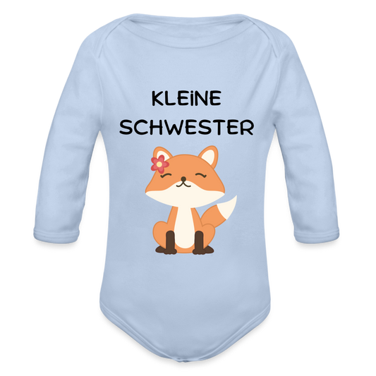 Baby Bio-Langarm-Body - Kleine Schwester Fuchs - Sky