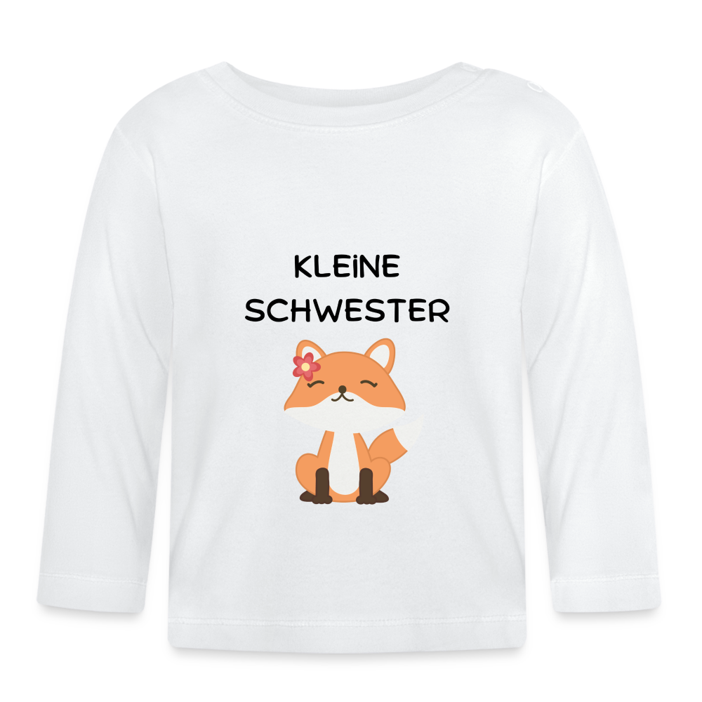 Baby Langarmshirt - Kleine Schwester Fuchs - weiß