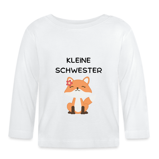 Baby Langarmshirt - Kleine Schwester Fuchs - weiß