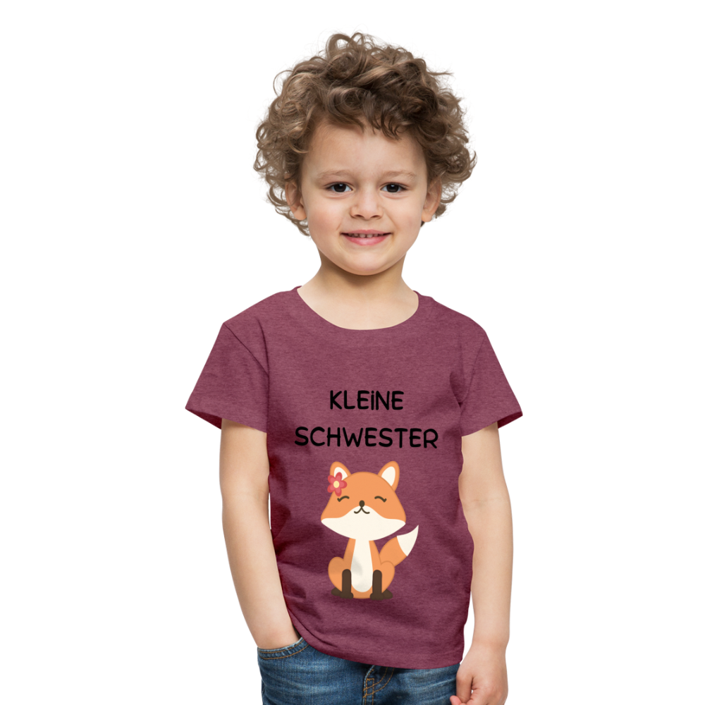 Kinder Premium T-Shirt - Kleine Schwester Fuchs - Bordeauxrot meliert