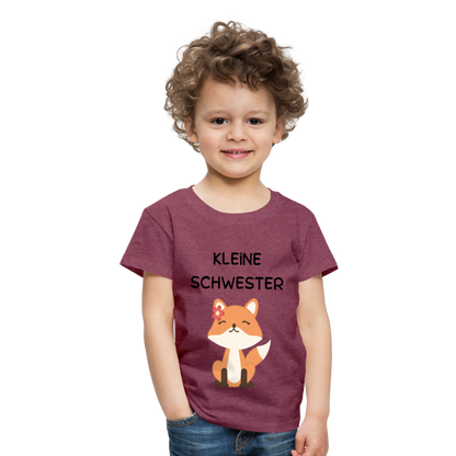 Kinder Premium T-Shirt - Kleine Schwester Fuchs - Bordeauxrot meliert