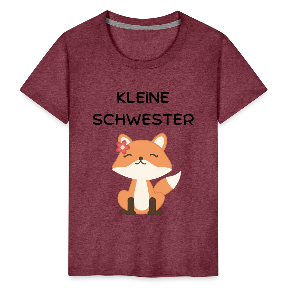 Kinder Premium T-Shirt - Kleine Schwester Fuchs - Bordeauxrot meliert