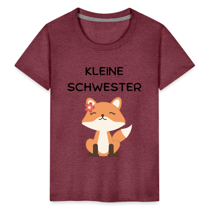 Kinder Premium T-Shirt - Kleine Schwester Fuchs - Bordeauxrot meliert