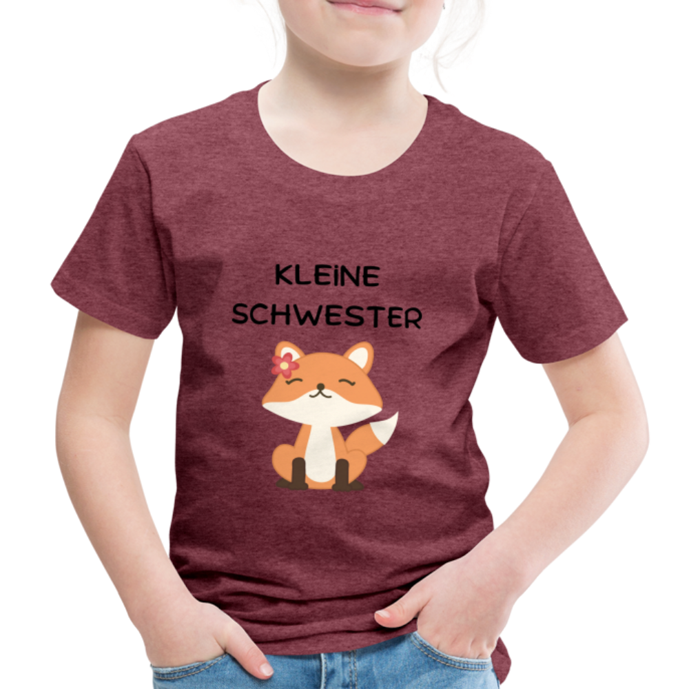 Kinder Premium T-Shirt - Kleine Schwester Fuchs - Bordeauxrot meliert