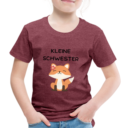 Kinder Premium T-Shirt - Kleine Schwester Fuchs - Bordeauxrot meliert