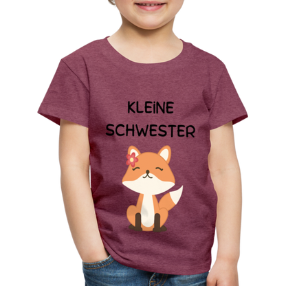 Kinder Premium T-Shirt - Kleine Schwester Fuchs - Bordeauxrot meliert