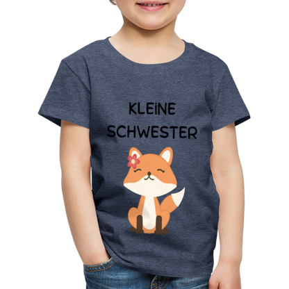 Kinder Premium T-Shirt - Kleine Schwester Fuchs - Blau meliert