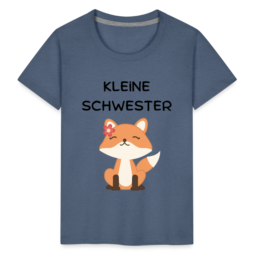 Kinder Premium T-Shirt - Kleine Schwester Fuchs - Blau meliert