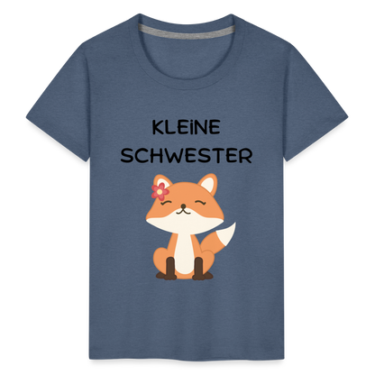 Kinder Premium T-Shirt - Kleine Schwester Fuchs - Blau meliert