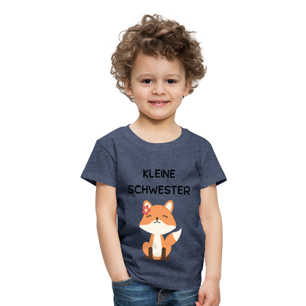 Kinder Premium T-Shirt - Kleine Schwester Fuchs - Blau meliert