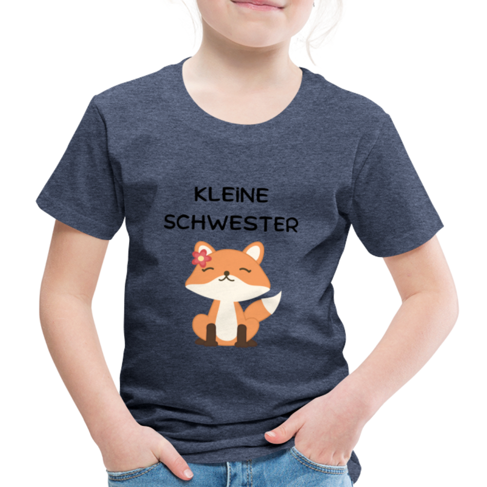 Kinder Premium T-Shirt - Kleine Schwester Fuchs - Blau meliert