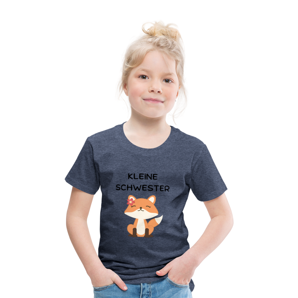 Kinder Premium T-Shirt - Kleine Schwester Fuchs - Blau meliert