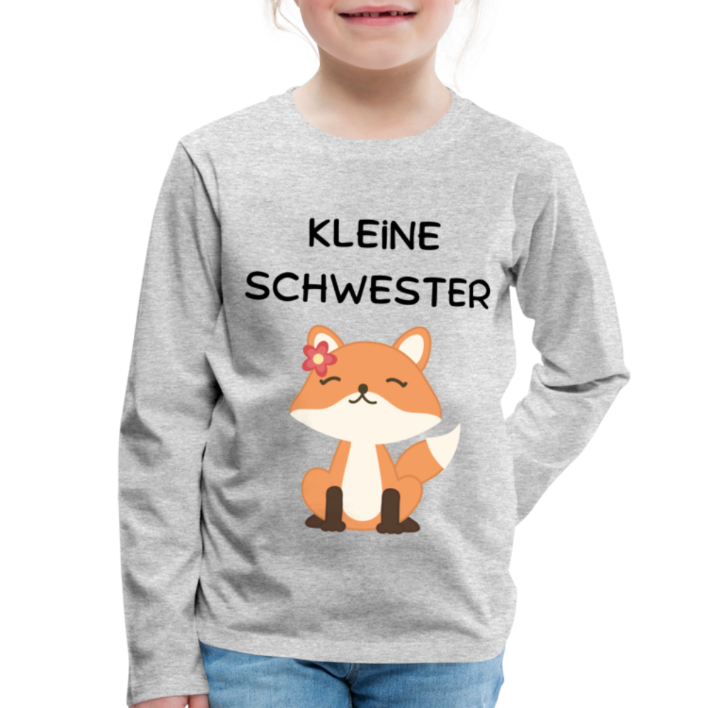 Kinder Premium Langarmshirt - Kleine Schwester Fuchs - Grau meliert