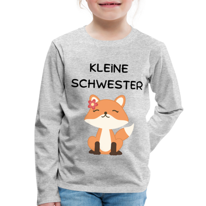 Kinder Premium Langarmshirt - Kleine Schwester Fuchs - Grau meliert