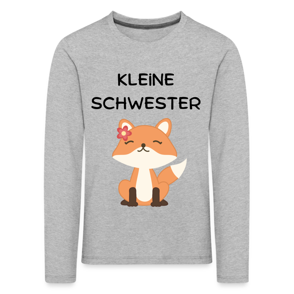 Kinder Premium Langarmshirt - Kleine Schwester Fuchs - Grau meliert