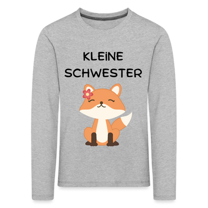 Kinder Premium Langarmshirt - Kleine Schwester Fuchs - Grau meliert