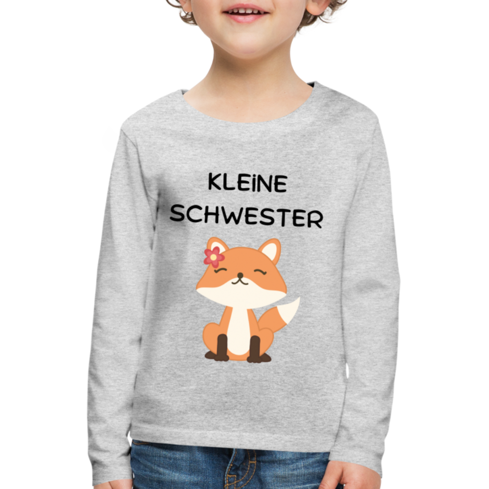 Kinder Premium Langarmshirt - Kleine Schwester Fuchs - Grau meliert