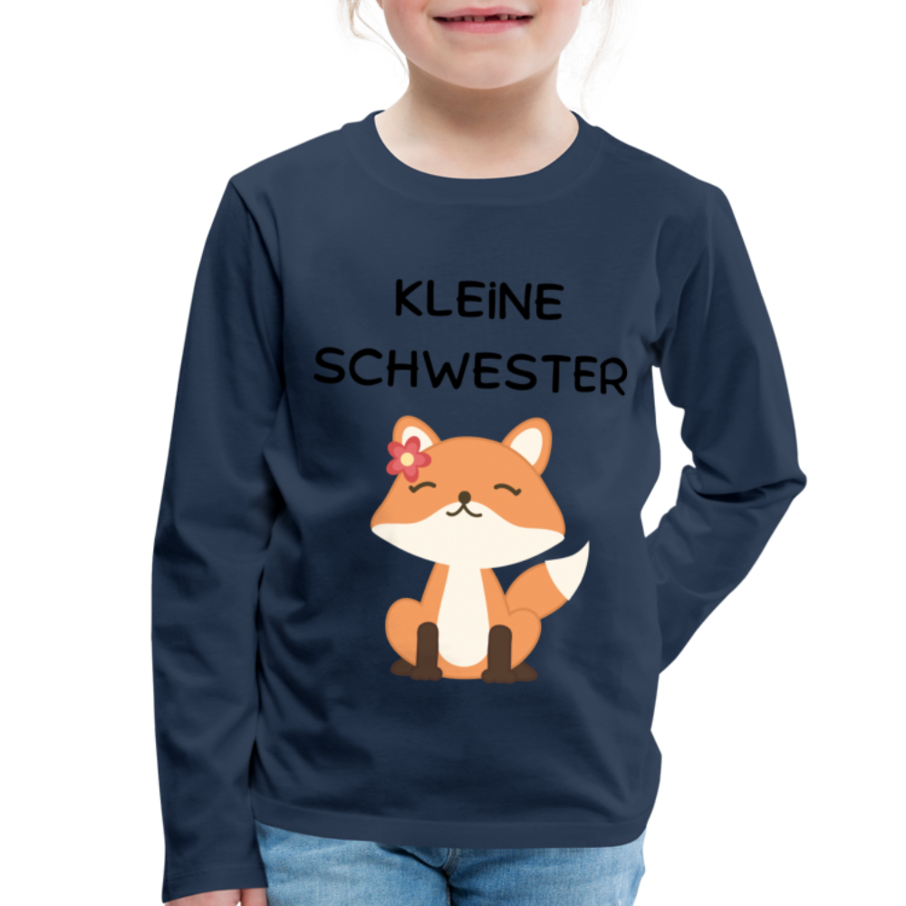 Kinder Premium Langarmshirt - Kleine Schwester Fuchs - Navy