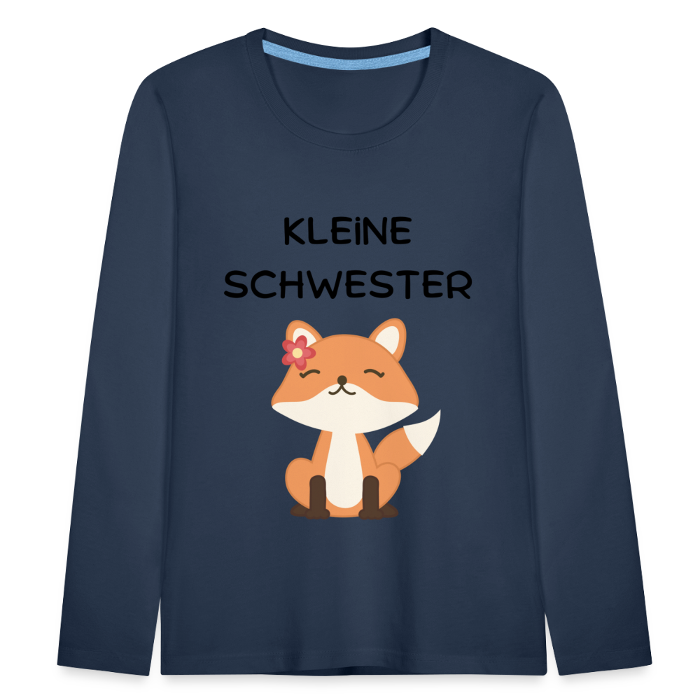 Kinder Premium Langarmshirt - Kleine Schwester Fuchs - Navy