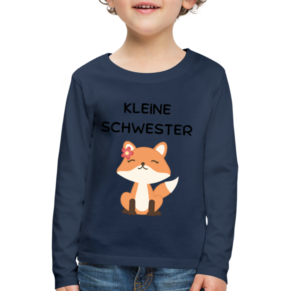 Kinder Premium Langarmshirt - Kleine Schwester Fuchs - Navy