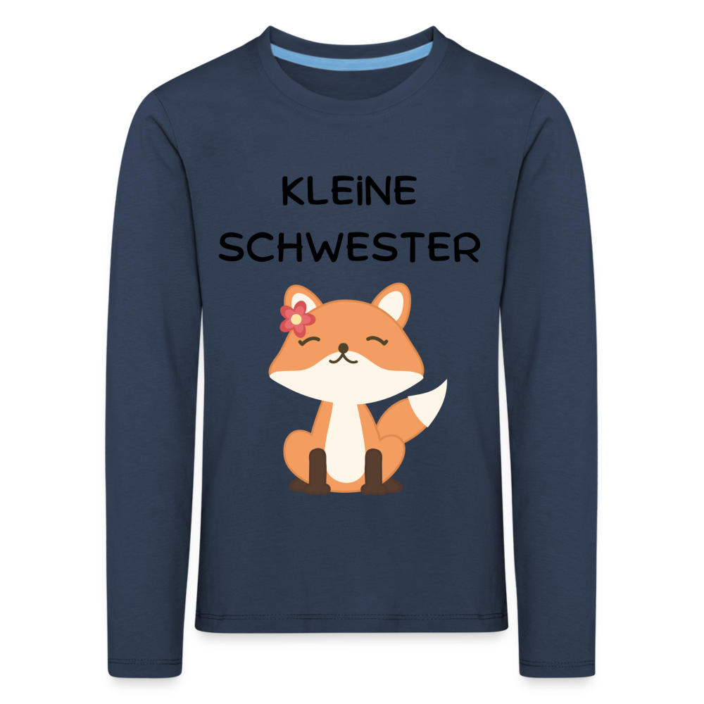 Kinder Premium Langarmshirt - Kleine Schwester Fuchs - Navy