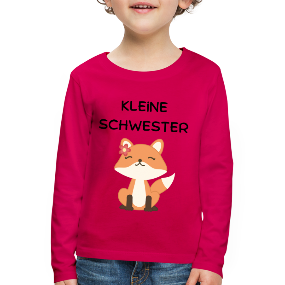 Kinder Premium Langarmshirt - Kleine Schwester Fuchs - dunkles Pink