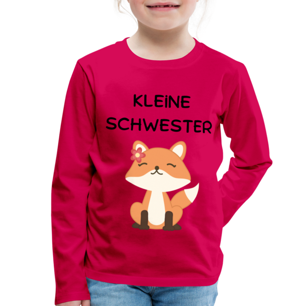 Kinder Premium Langarmshirt - Kleine Schwester Fuchs - dunkles Pink