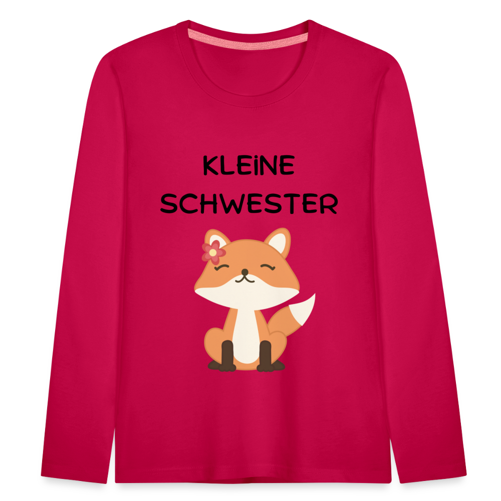 Kinder Premium Langarmshirt - Kleine Schwester Fuchs - dunkles Pink